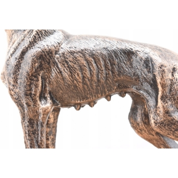 Żeliwna Figura Psa Gończego - Pies Chart Rzeźba z Żeliwa Na Drewnie Ozdoba