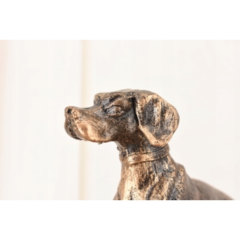 Żeliwna Figura Psa Gończego - Pies Chart Rzeźba z Żeliwa Na Drewnie Ozdoba