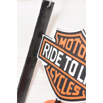 Żeliwny Dzwon Ogrodowy Dzwonek - Ride To Live - Motocykl Motor Ozdoba