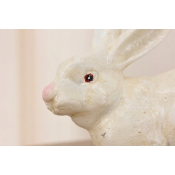 Biały Królik - Żeliwna stara figura - Zając - Dekoracja Ozdoba