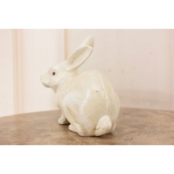 Biały Królik - Żeliwna stara figura - Zając - Dekoracja Ozdoba