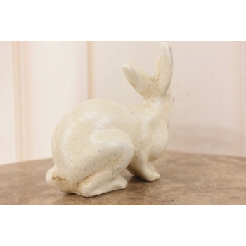 Biały Królik - Żeliwna stara figura - Zając - Dekoracja Ozdoba