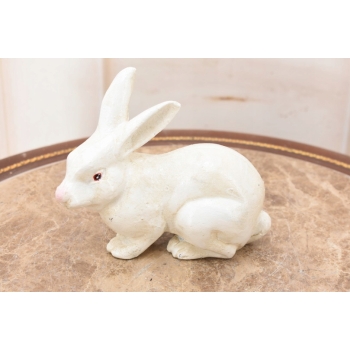 Biały Królik - Żeliwna stara figura - Zając - Dekoracja Ozdoba