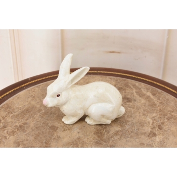 Biały Królik - Żeliwna stara figura - Zając - Dekoracja Ozdoba