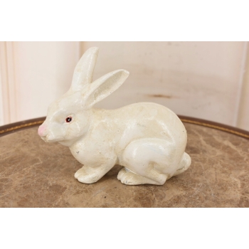 Biały Królik - Żeliwna stara figura - Zając - Dekoracja Ozdoba