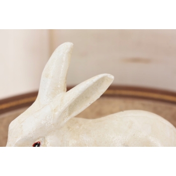 Biały Królik - Żeliwna stara figura - Zając - Dekoracja Ozdoba