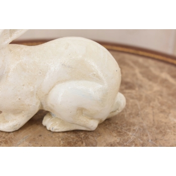 Biały Królik - Żeliwna stara figura - Zając - Dekoracja Ozdoba