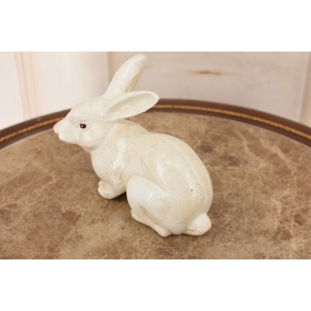 Biały Królik - Żeliwna stara figura - Zając - Dekoracja Ozdoba