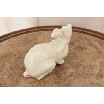 Biały Królik - Żeliwna stara figura - Zając - Dekoracja Ozdoba