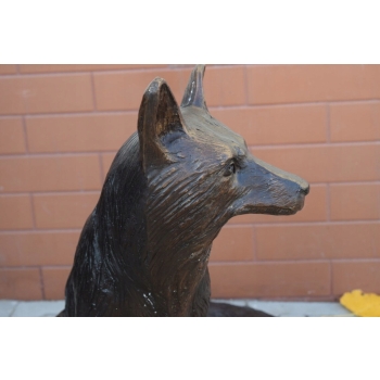 Duży Siedzący Lis z Brązu - Dostojny Lisek - Figura Rzeźba Brąz Dekoracja