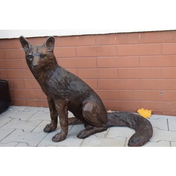 Duży Siedzący Lis z Brązu - Dostojny Lisek - Figura Rzeźba Brąz Dekoracja