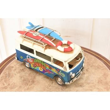 Metalowy Model Samochodu - Ogórek Niebieski z Deska Sufringowa - Ozdoba