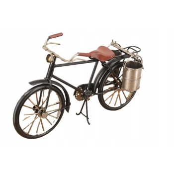 Metalowy Czarny Rower z Wiaderkami - Figurka Roweru - Zabawka Vintage