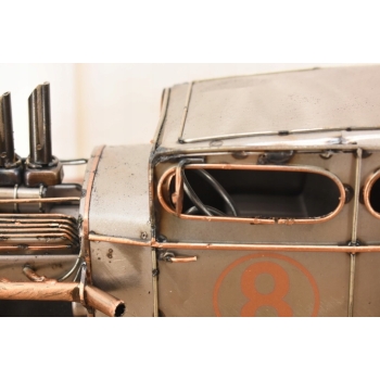 Metalowy Srebrny Model Samochód - Auto Wyścigowe - Prezent Retro