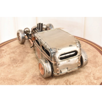 Metalowy Srebrny Model Samochód - Auto Wyścigowe - Prezent Retro