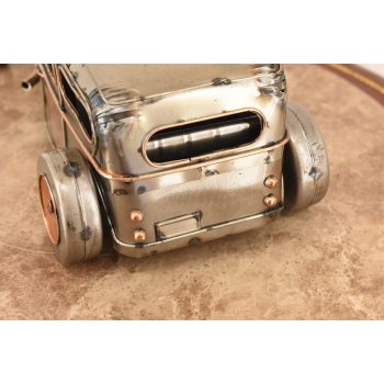 Metalowy Srebrny Model Samochód - Auto Wyścigowe - Prezent Retro