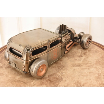 Metalowy Srebrny Model Samochód - Auto Wyścigowe - Prezent Retro