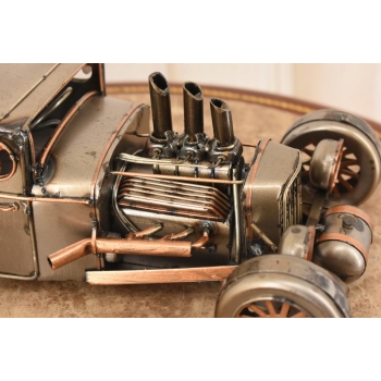 Metalowy Srebrny Model Samochód - Auto Wyścigowe - Prezent Retro