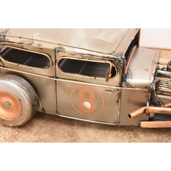 Metalowy Srebrny Model Samochód - Auto Wyścigowe - Prezent Retro