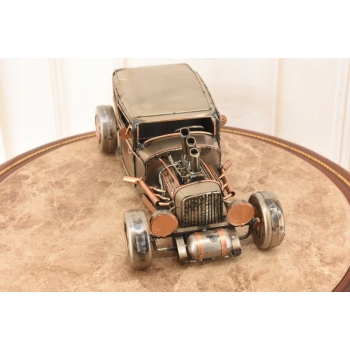 Metalowy Srebrny Model Samochód - Auto Wyścigowe - Prezent Retro