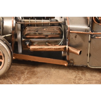 Metalowy Srebrny Model Samochód - Auto Wyścigowe - Prezent Retro