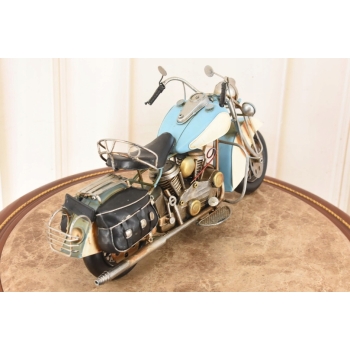 Metalowy Model Motocyklu - Motocykl Motor Niebieski - Dekoracja Prezent