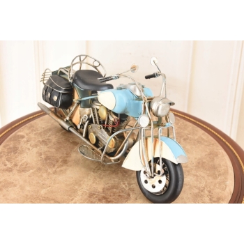 Metalowy Model Motocyklu - Motocykl Motor Niebieski - Dekoracja Prezent