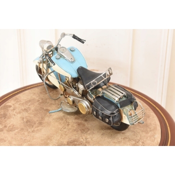 Metalowy Model Motocyklu - Motocykl Motor Niebieski - Dekoracja Prezent