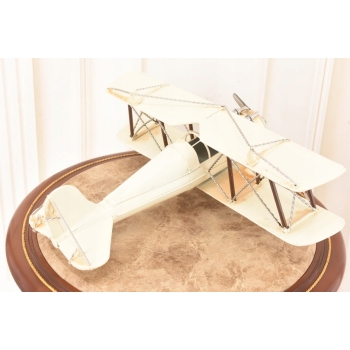 Metalowy Model Samolotu Białego - Samolot Vintage - Figura Ozdoba