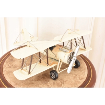 Metalowy Model Samolotu Białego - Samolot Vintage - Figura Ozdoba