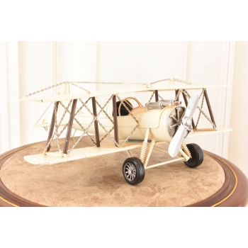 Metalowy Model Samolotu Białego - Samolot Vintage - Figura Ozdoba