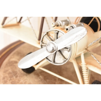 Metalowy Model Samolotu Białego - Samolot Vintage - Figura Ozdoba