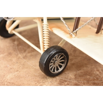 Metalowy Model Samolotu Białego - Samolot Vintage - Figura Ozdoba