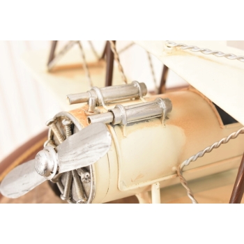 Metalowy Model Samolotu Białego - Samolot Vintage - Figura Ozdoba