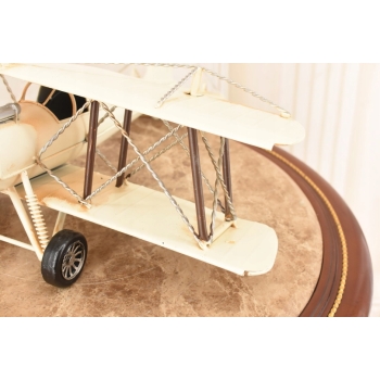 Metalowy Model Samolotu Białego - Samolot Vintage - Figura Ozdoba