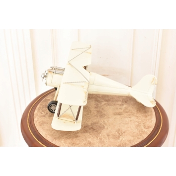 Metalowy Model Samolotu Białego - Samolot Vintage - Figura Ozdoba