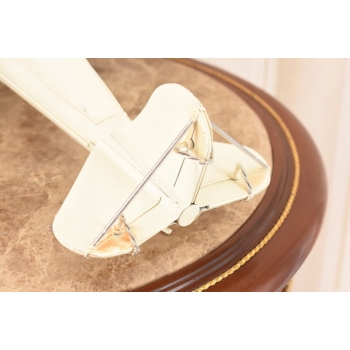 Metalowy Model Samolotu Białego - Samolot Vintage - Figura Ozdoba