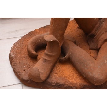 Żeliwna Figura Siedząca Calineczka z Królikami - Elf Wróżka - Rzeźba Żeliwo