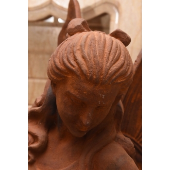 Żeliwna Figura Siedząca Calineczka z Królikami - Elf Wróżka - Rzeźba Żeliwo