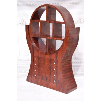 Drewniana Szafka Art Deco Regał - Szafa Kredens - Gabinet Salon 4 Szuflady