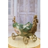 Porcelanowa Patera na Kołach - Dorożka Wóz + Figury z Brązu
