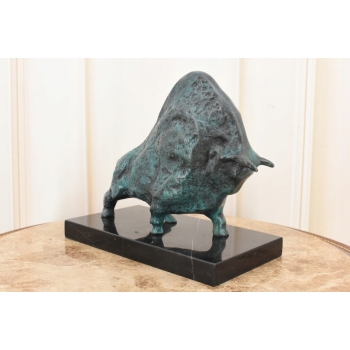 Pablo Picasso Style - Abstrakcyjny Patynowy Byk - Figura Rzeźba z Brązu