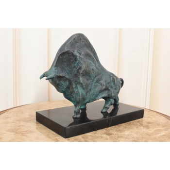 Pablo Picasso Style - Abstrakcyjny Patynowy Byk - Figura Rzeźba z Brązu