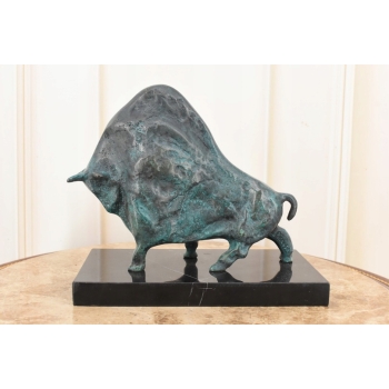 Pablo Picasso Style - Abstrakcyjny Patynowy Byk - Figura Rzeźba z Brązu