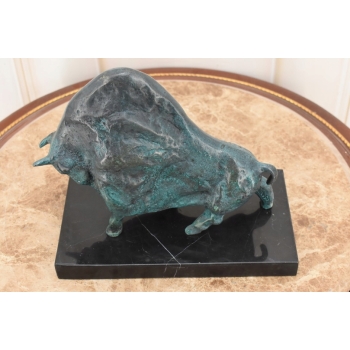 Pablo Picasso Style - Abstrakcyjny Patynowy Byk - Figura Rzeźba z Brązu