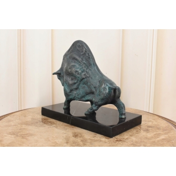 Pablo Picasso Style - Abstrakcyjny Patynowy Byk - Figura Rzeźba z Brązu