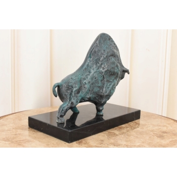 Pablo Picasso Style - Abstrakcyjny Patynowy Byk - Figura Rzeźba z Brązu