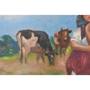 Wojciech Kossak - Spotkanie Ułana i Dziewczyny - Obraz Olejny Złota Rama