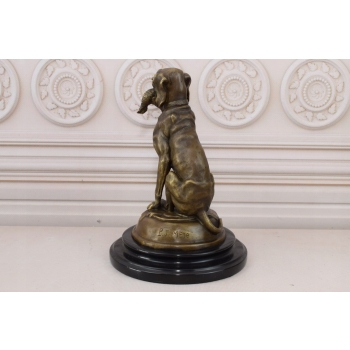 Pies z Kaczką w Pysku - Myśliwska - Figura Rzeźba z Brązu - Dekoracja