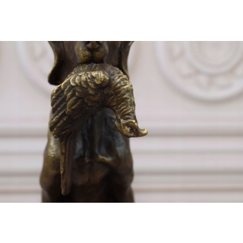 Pies z Kaczką w Pysku - Myśliwska - Figura Rzeźba z Brązu - Dekoracja